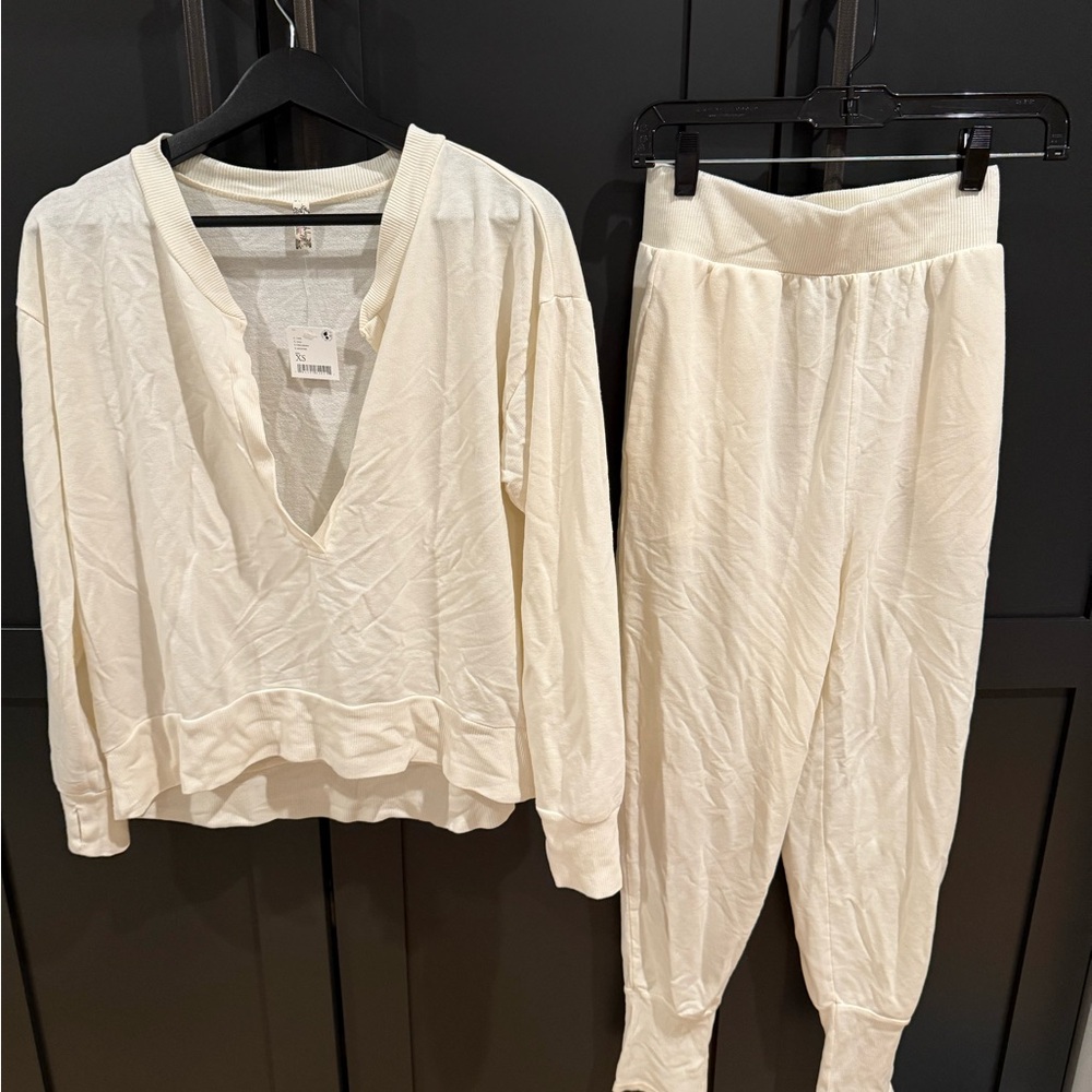 Free People Cream sweatsuit/set